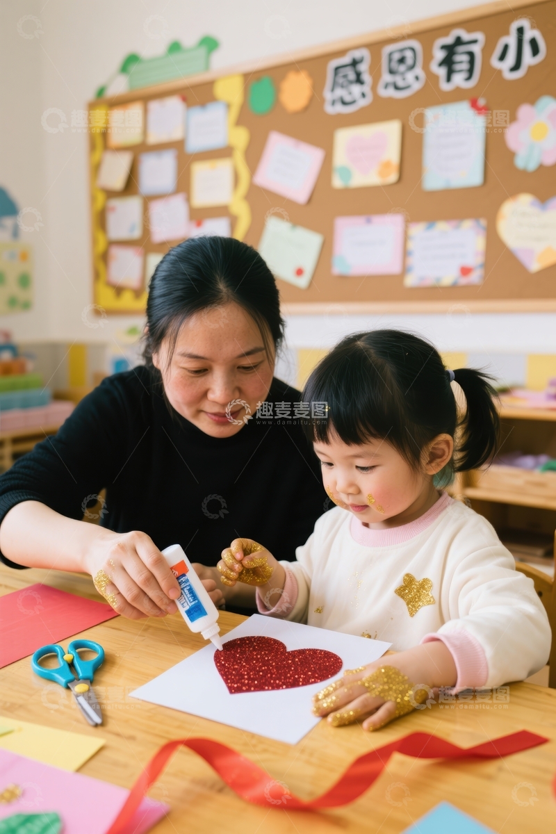 高清大图下载【趣麦麦图】班级手工课温馨场景