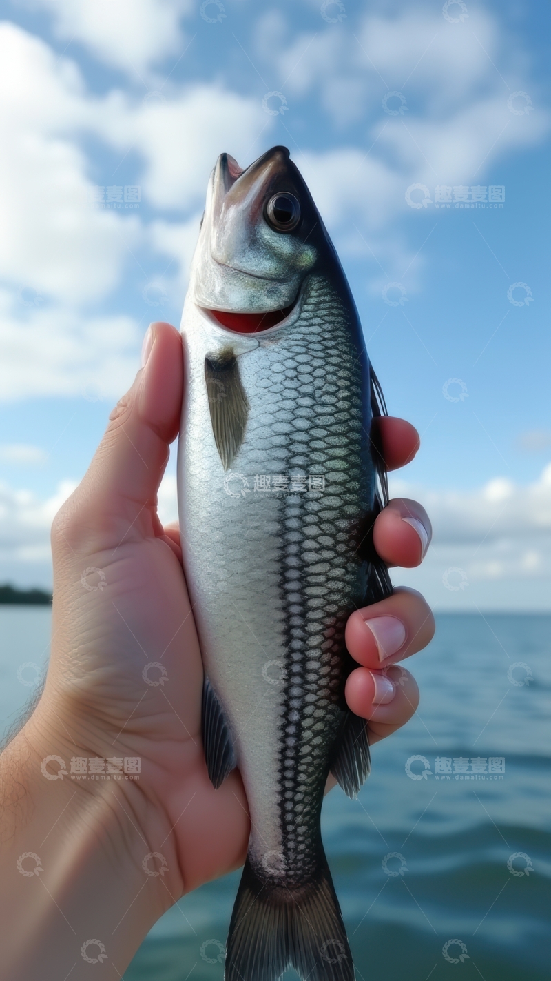 高清大图下载【趣麦麦图】银色鱼儿，碧海晴空