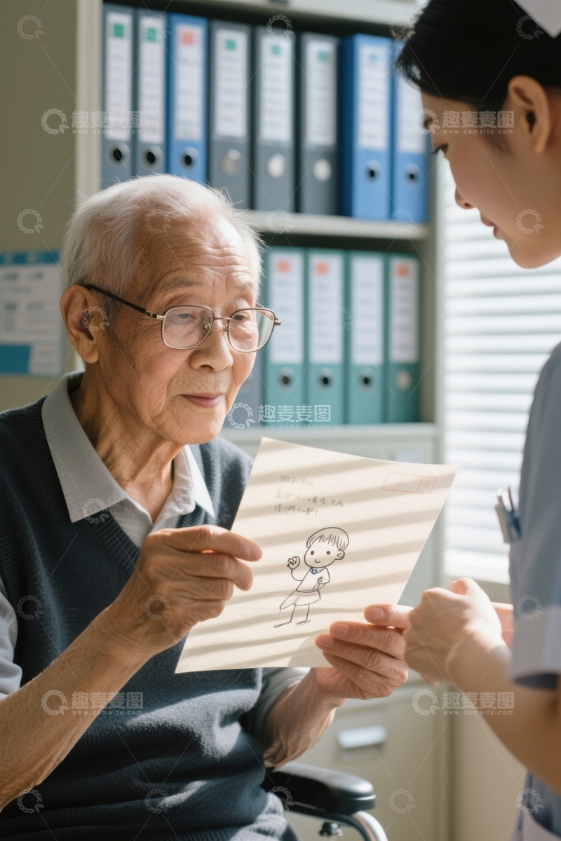 高清大图下载【趣麦麦图】关怀老人温暖时刻