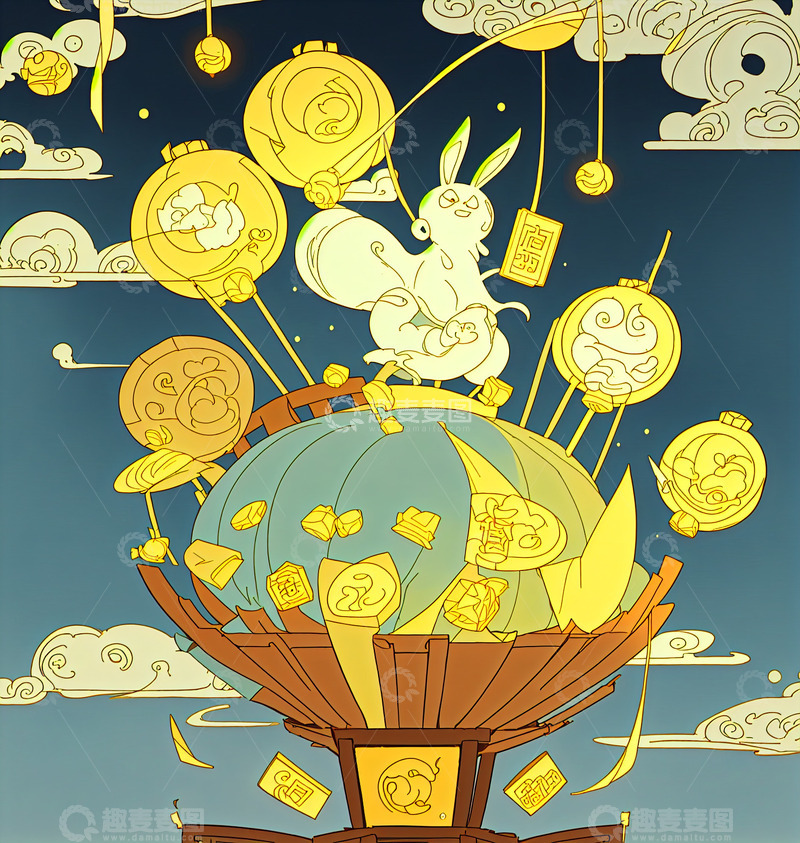 高清大图下载【趣麦麦图】中秋节插画17