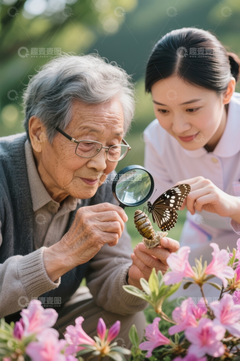 高清大图下载【趣麦麦图】花间乐享亲情时光