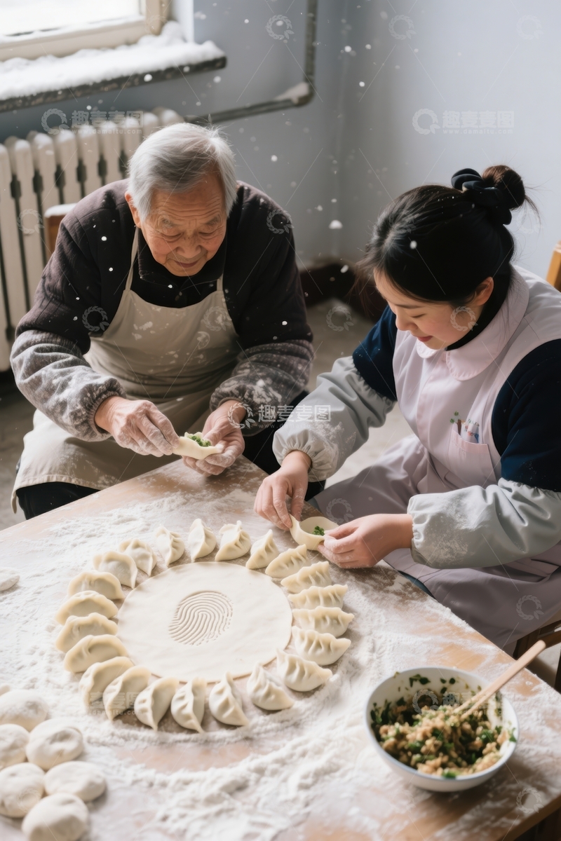 高清大图下载【趣麦麦图】传统手艺亲子互动美食制作