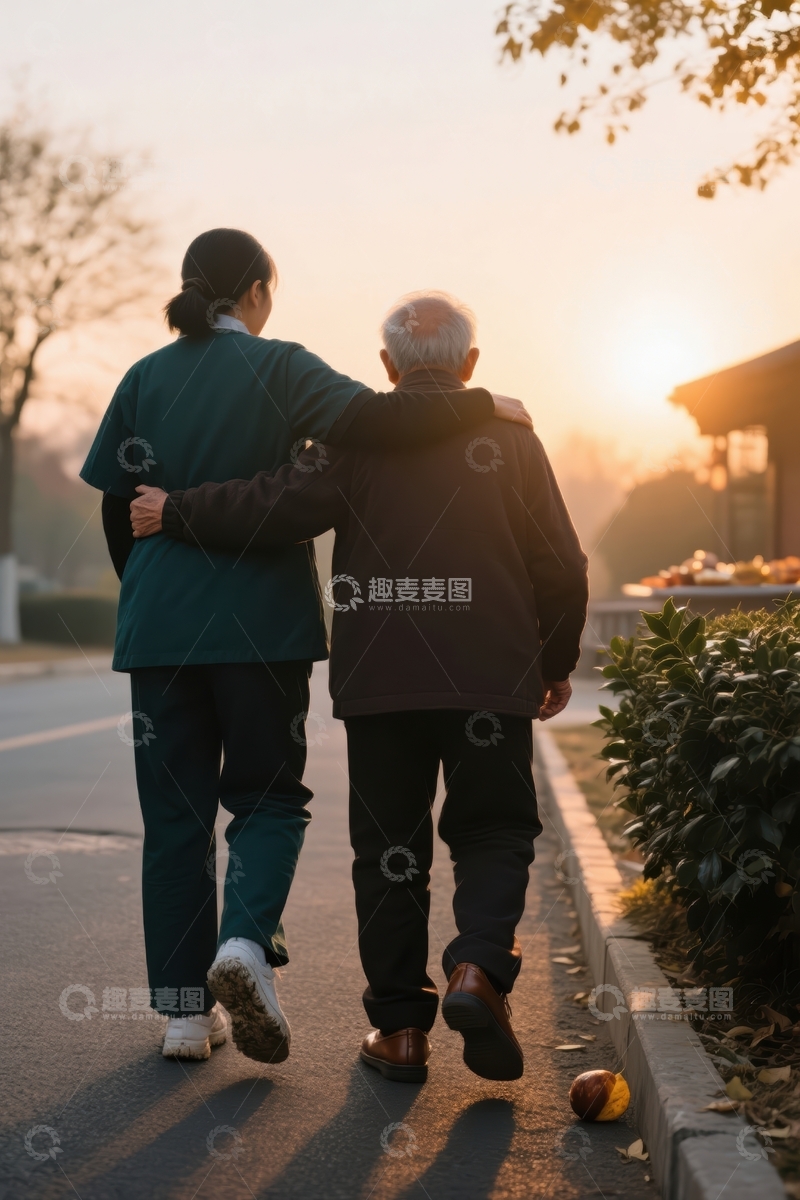 高清大图下载【趣麦麦图】夕阳下的陪伴