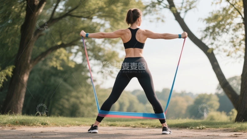 高清大图下载【趣麦麦图】弹性带运动