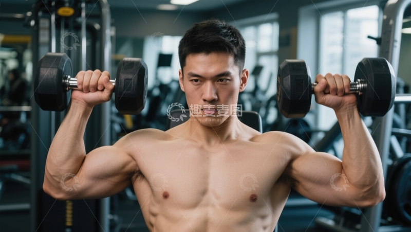 高清大图下载【趣麦麦图】健身房力量训练男士