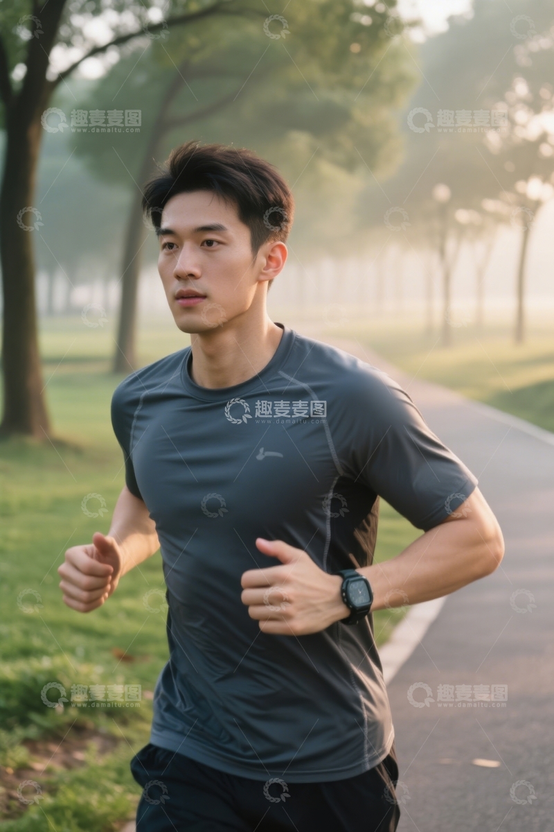 高清大图下载【趣麦麦图】跑步中的男性运动员
