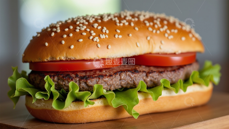 高清大图下载【趣麦麦图】美味面包牛肉汉堡包美食