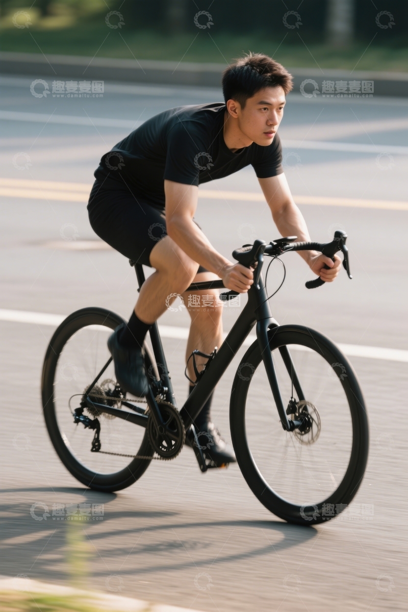高清大图下载【趣麦麦图】骑行中的男子