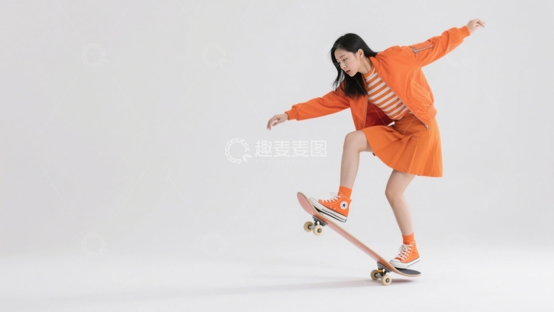高清大图下载【趣麦麦图】简洁背景滑板律动