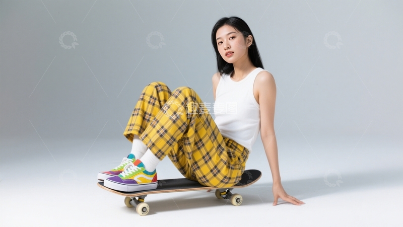 高清大图下载【趣麦麦图】简约空间滑板闲适