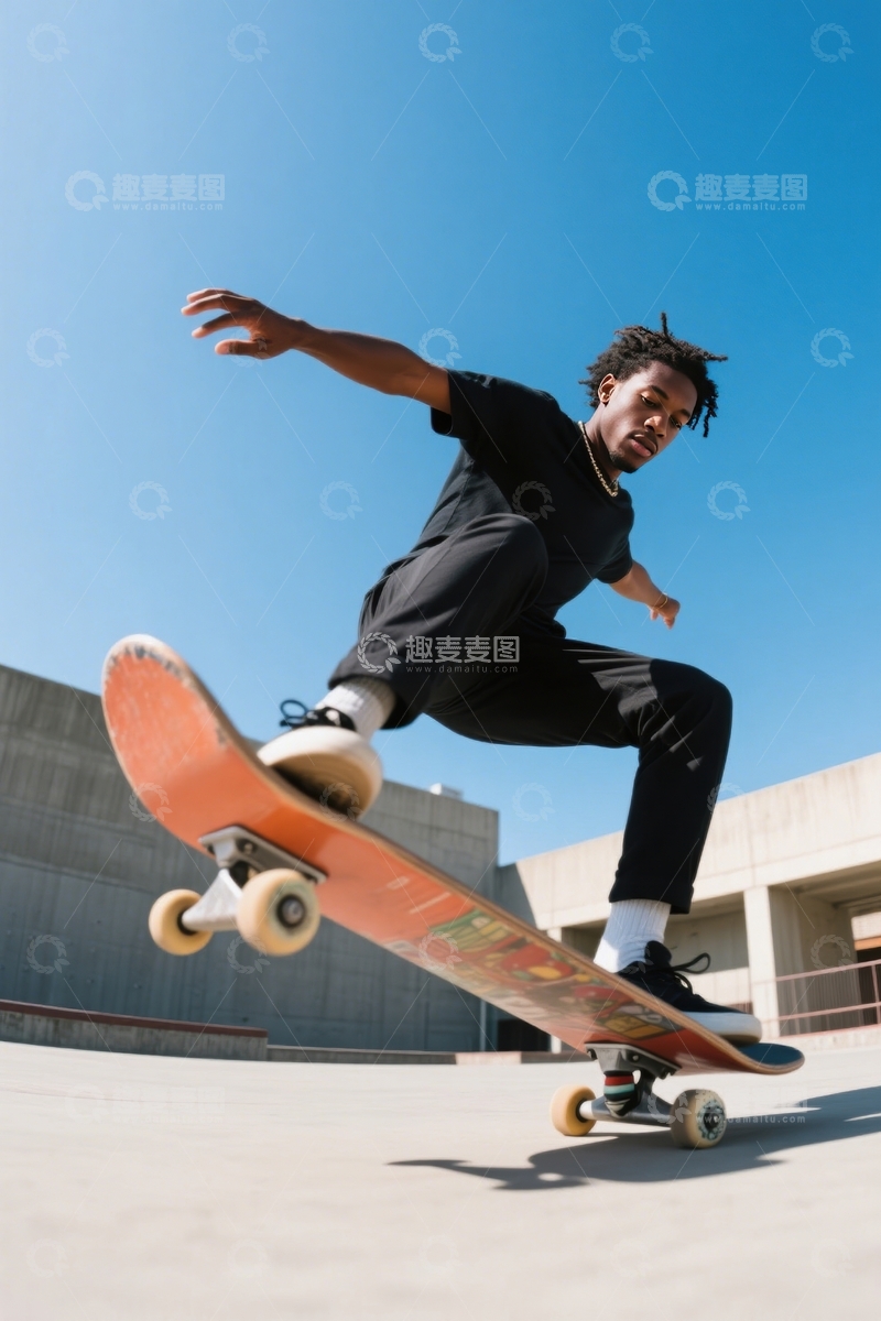 高清大图下载【趣麦麦图】城市滑板场高难动作