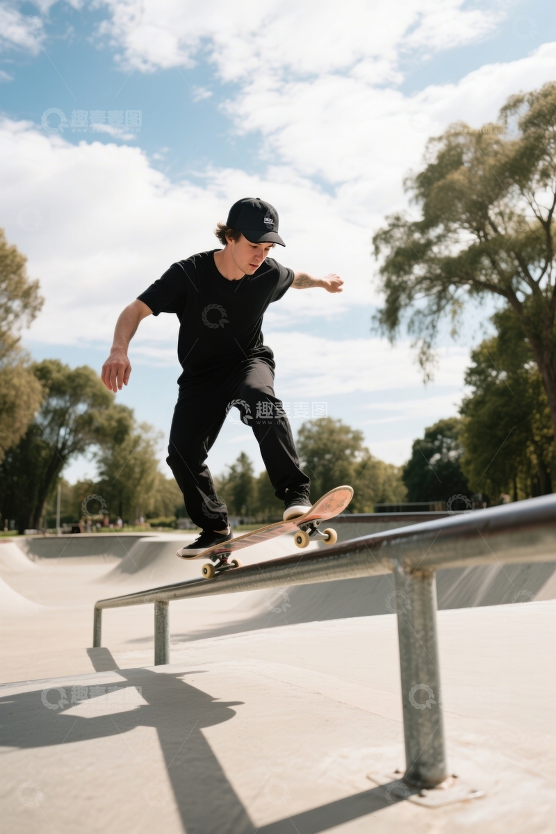 高清大图下载【趣麦麦图】滑板场栏杆技巧展示