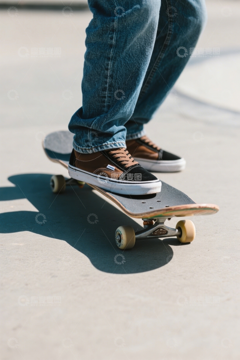 高清大图下载【趣麦麦图】滑板者脚下滑板细节特写