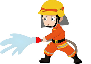 手绘消防安全消防员灭火插画