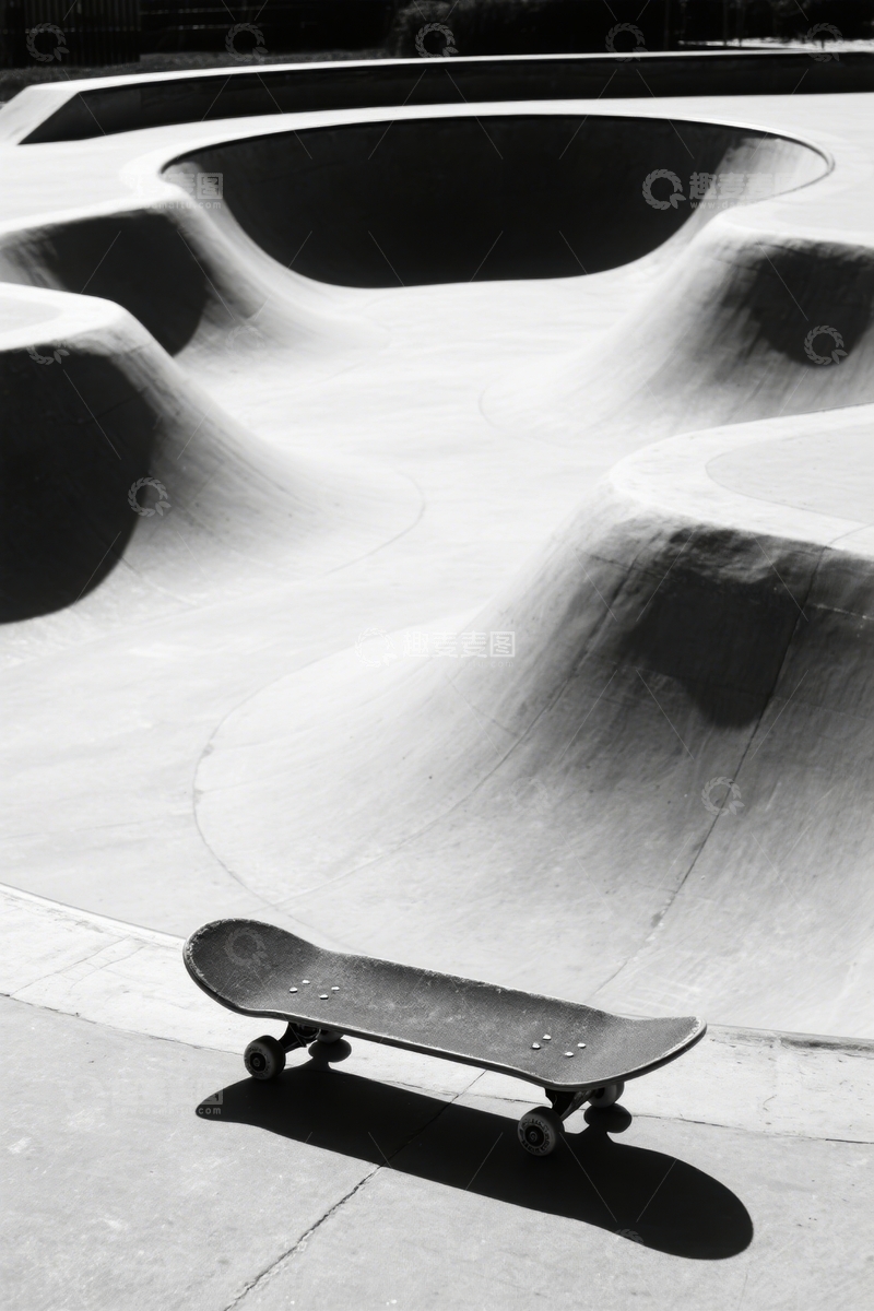 高清大图下载【趣麦麦图】黑白滑板场的静谧
