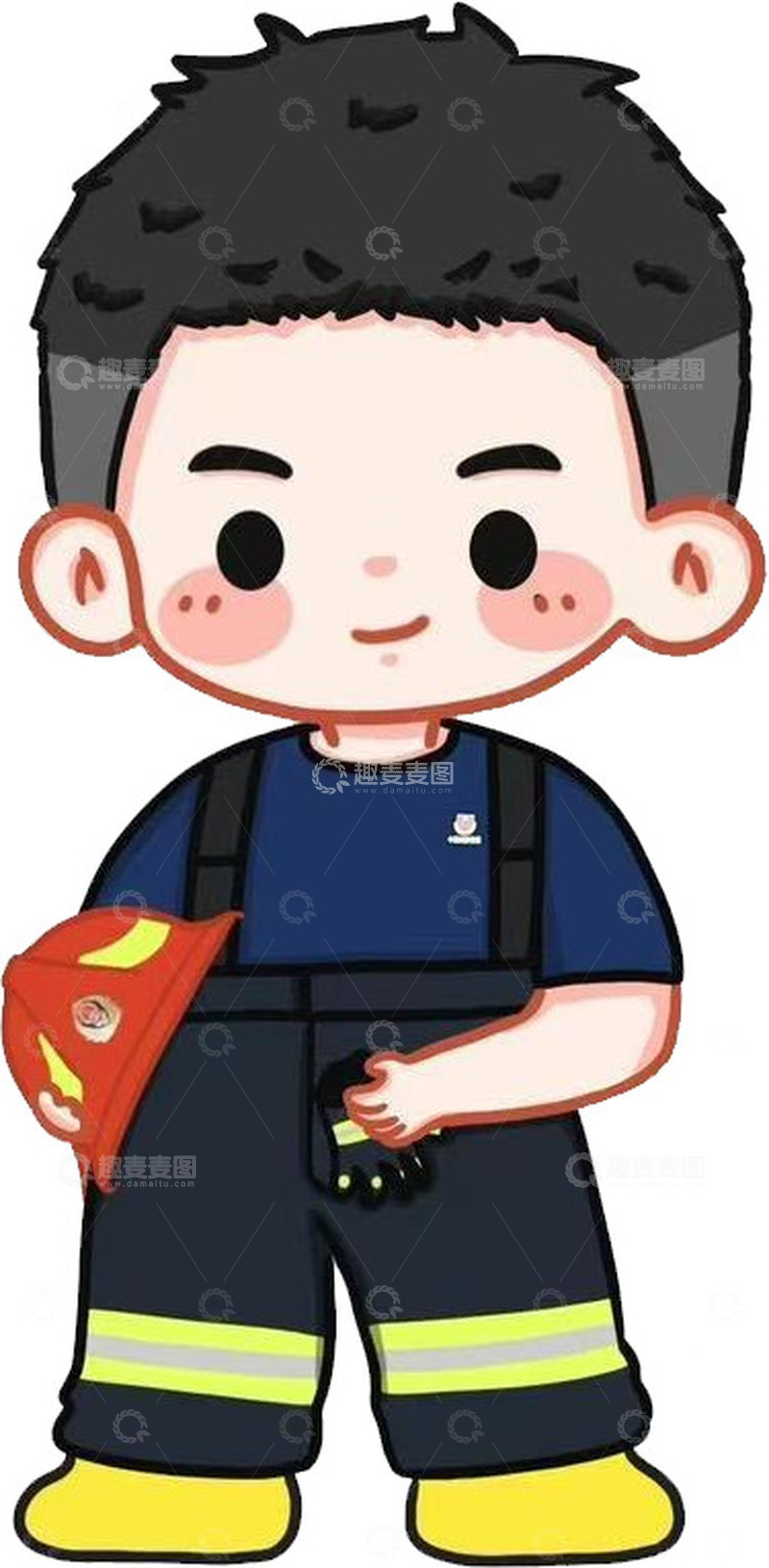 高清大图下载【趣麦麦图】可爱卡通消防员