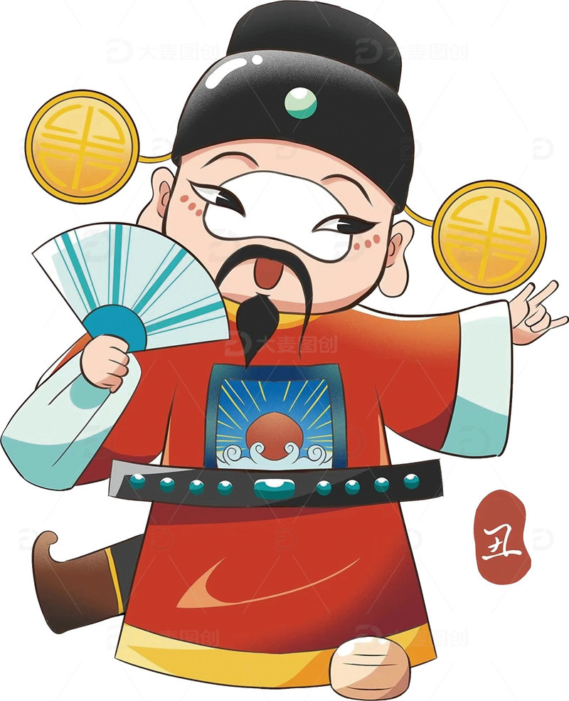 高清大图下载【趣麦麦图】神仙财神手绘人物