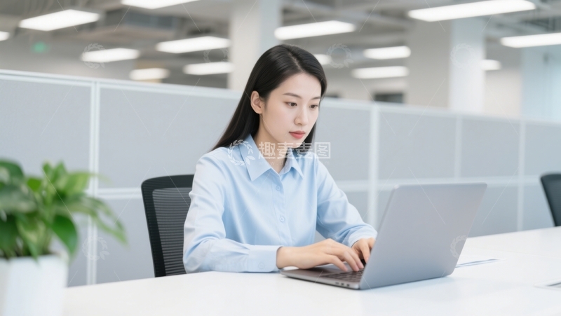 高清大图下载【趣麦麦图】专注工作中的女性