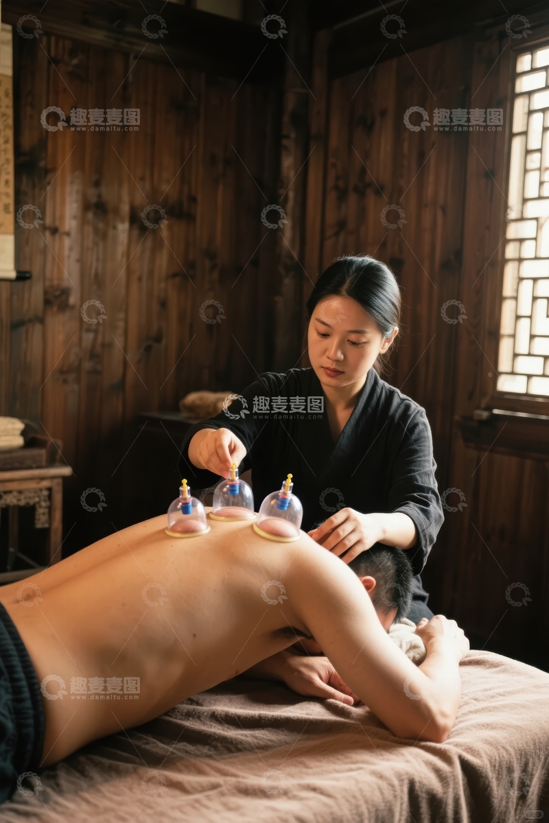 高清大图下载【趣麦麦图】拔罐疗法身心舒缓