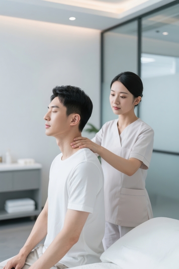 专业按摩师为顾客放松