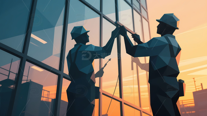 高清大图下载【趣麦麦图】高空作业与城市景观