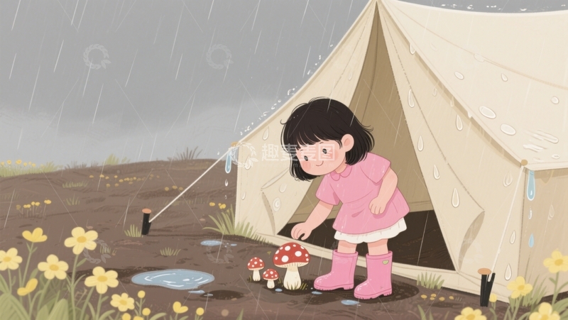 高清大图下载【趣麦麦图】雨中的小帐篷