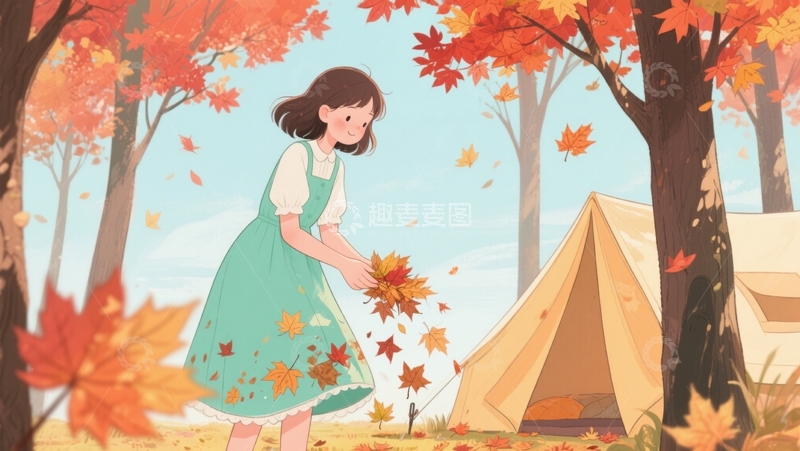 高清大图下载【趣麦麦图】秋日拾叶