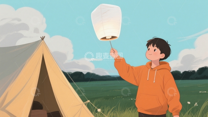 高清大图下载【趣麦麦图】放飞愿望灯