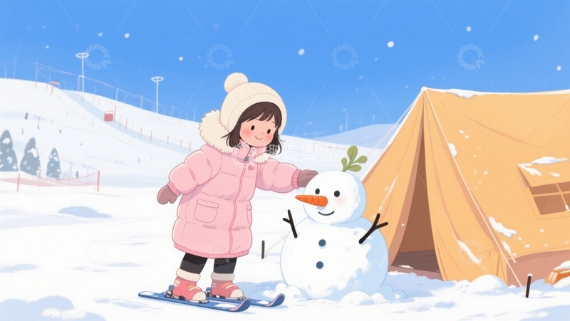 高清大图下载【趣麦麦图】雪地里的相遇