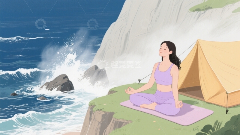 高清大图下载【趣麦麦图】海洋冥想：宁静与力量