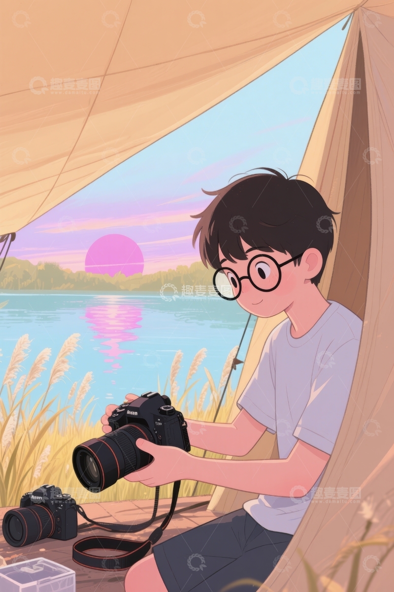 高清大图下载【趣麦麦图】-露营中的摄影师
