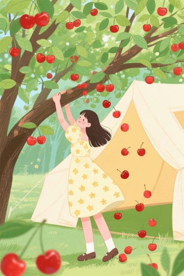 摘樱桃的女孩