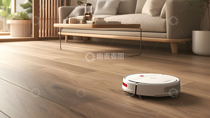 高清大图下载【趣麦麦图】家居扫地机器人工作场景6