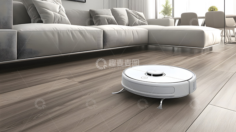 高清大图下载【趣麦麦图】家居扫地机器人工作场景8