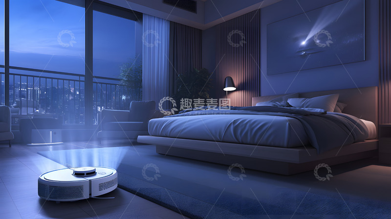 高清大图下载【趣麦麦图】家居扫地机器人工作场景5