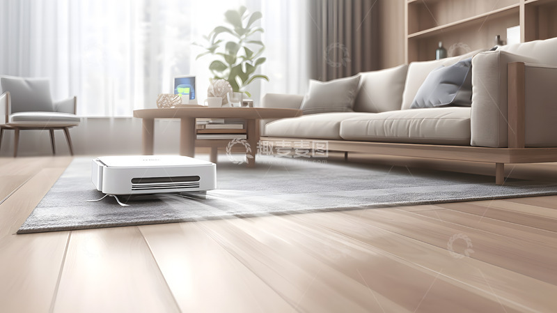 高清大图下载【趣麦麦图】家居扫地机器人工作场景