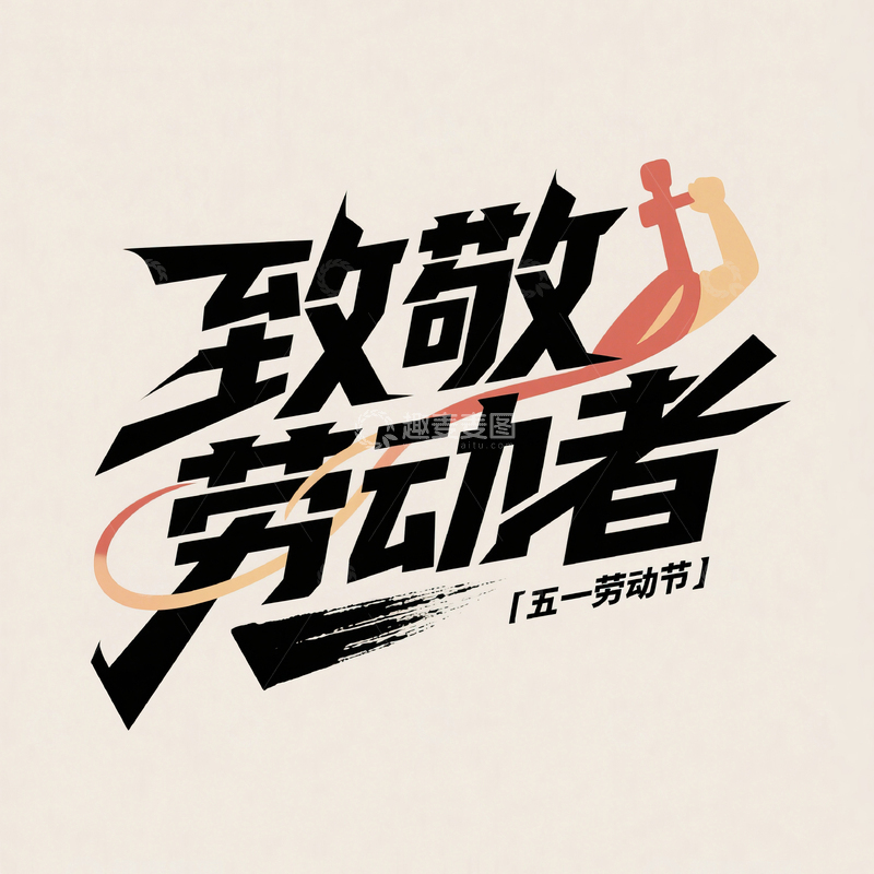 高清大图下载【趣麦麦图】51致敬劳动者艺术字设计素材113