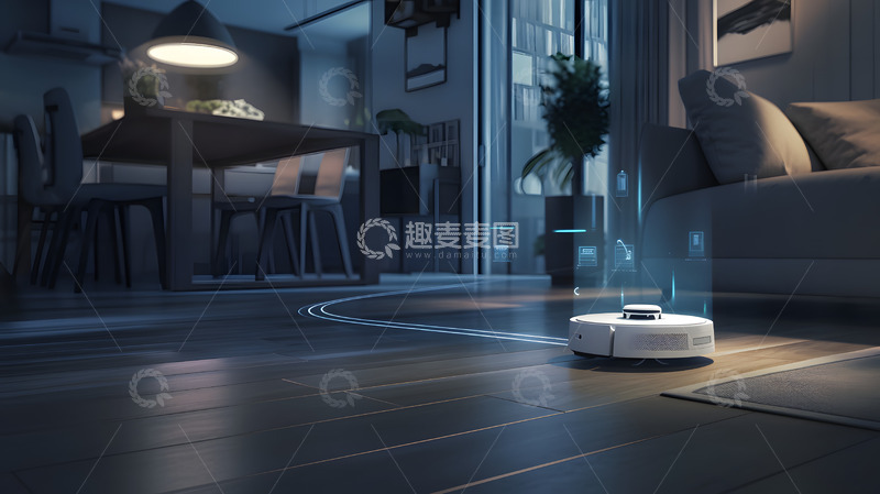 高清大图下载【趣麦麦图】家居扫地机器人工作场景7