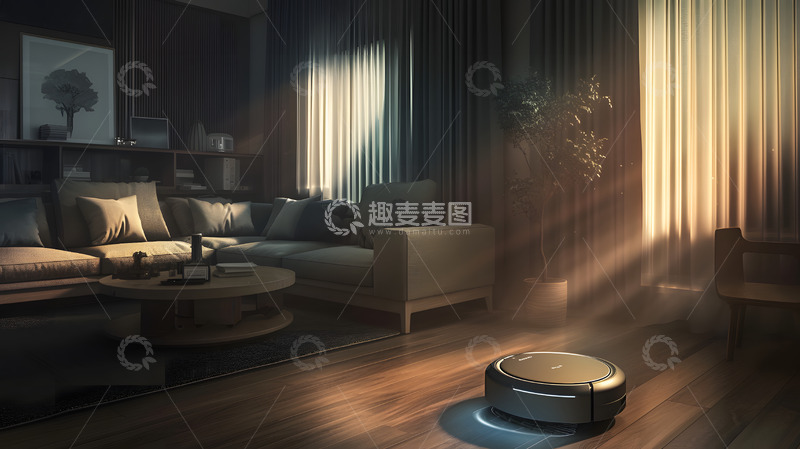 高清大图下载【趣麦麦图】家居扫地机器人工作场景4