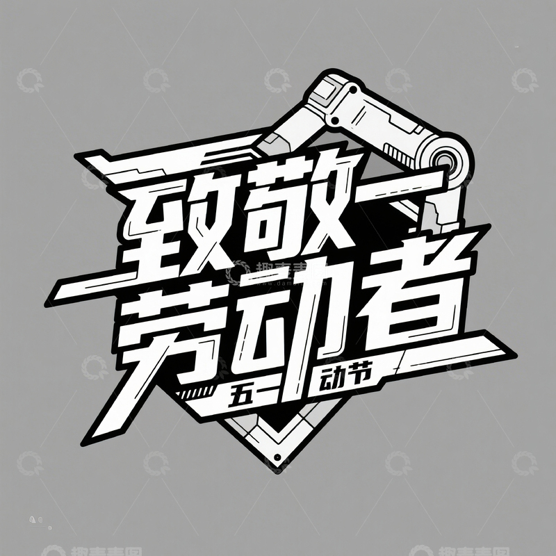 高清大图下载【趣麦麦图】51致敬劳动者艺术字设计素材15