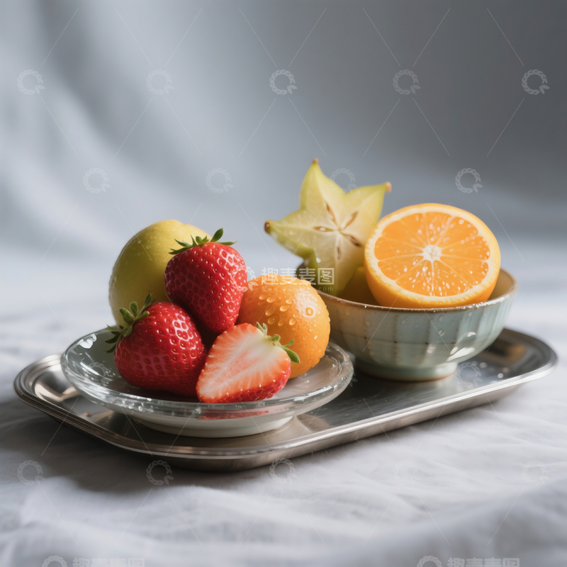 高清大图下载【趣麦麦图】草莓柠檬水果拼盘