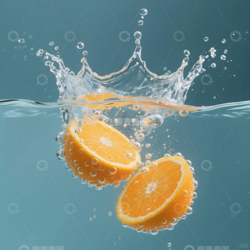 高清大图下载【趣麦麦图】新鲜橙子水波纹2