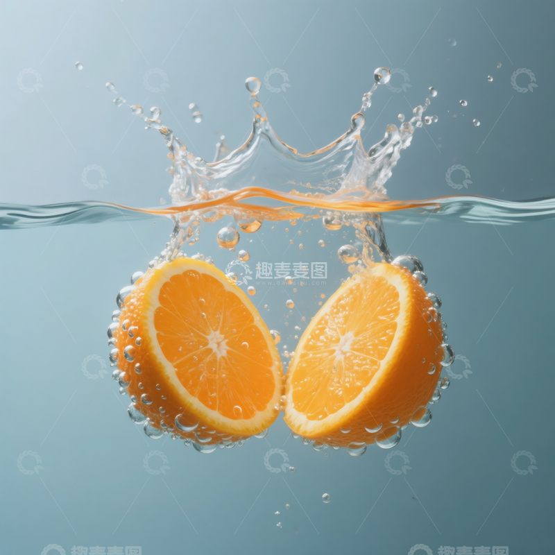 高清大图下载【趣麦麦图】新鲜橙子水波纹3