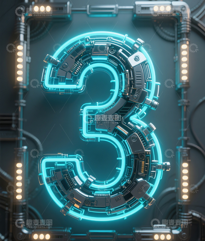 高清大图下载【趣麦麦图】机械数字3