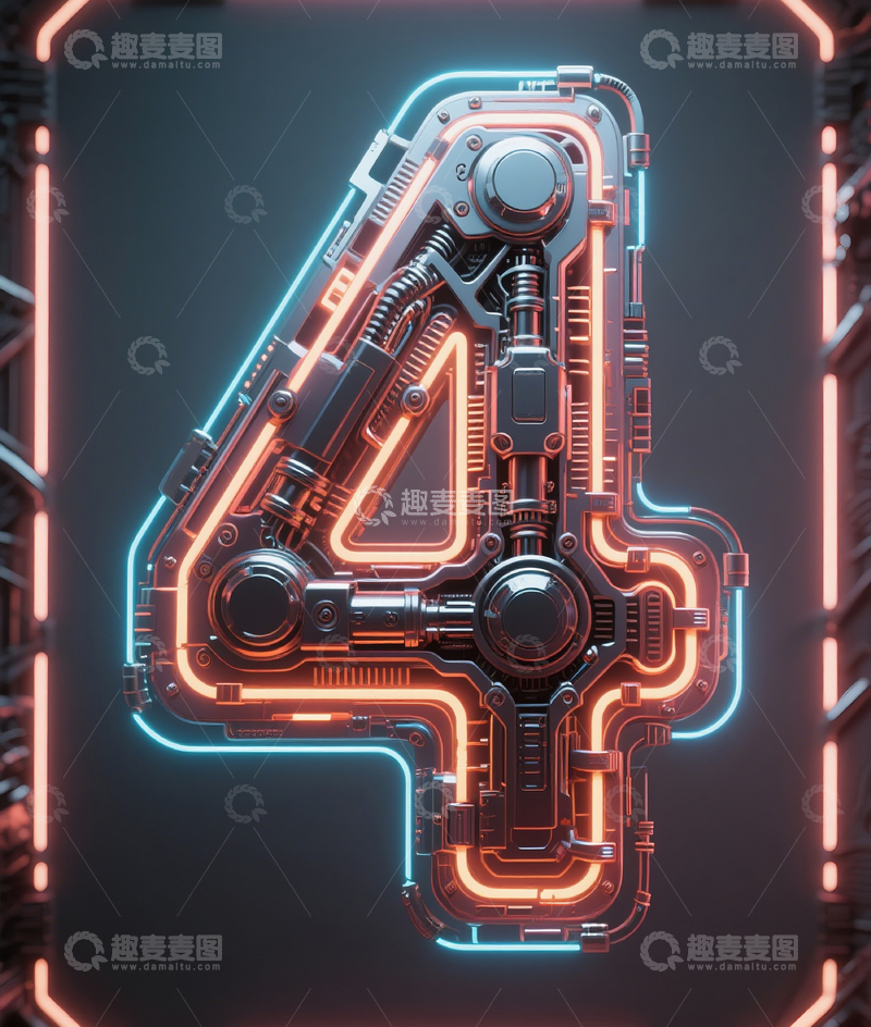 高清大图下载【趣麦麦图】机械数字4