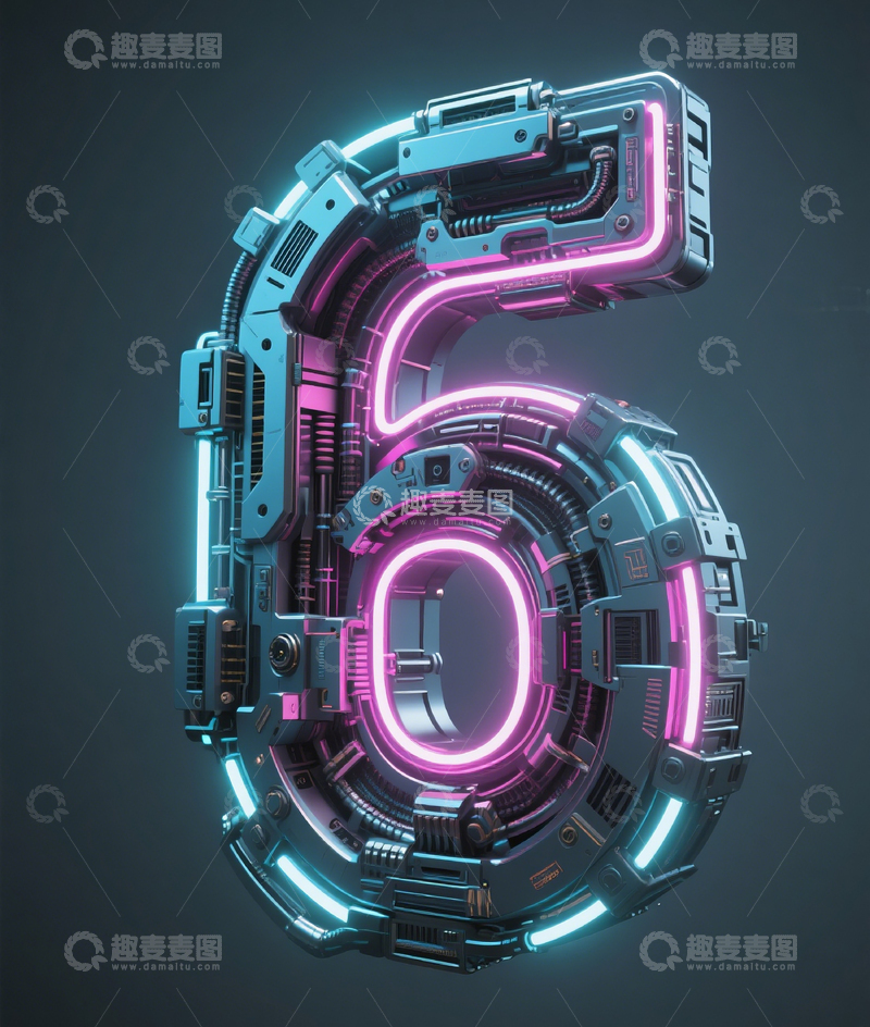 高清大图下载【趣麦麦图】机械数字6