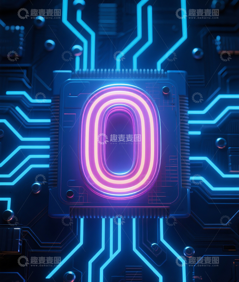 高清大图下载【趣麦麦图】发光数字01