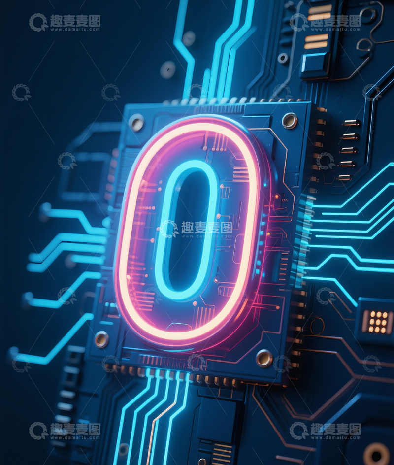 高清大图下载【趣麦麦图】发光数字0