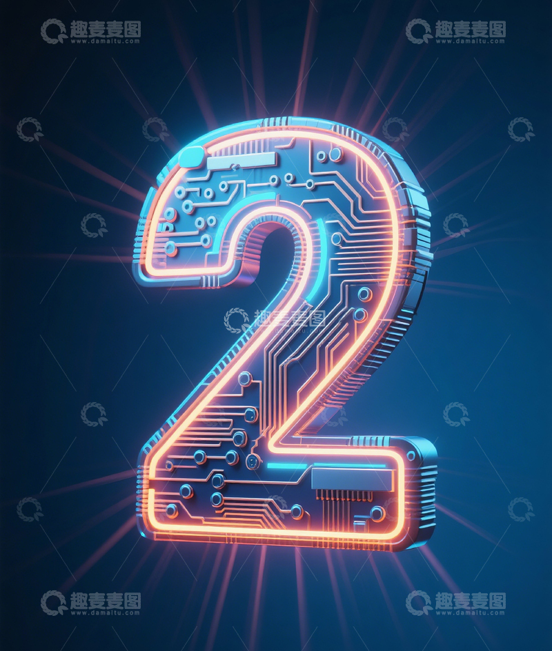 高清大图下载【趣麦麦图】发光数字2