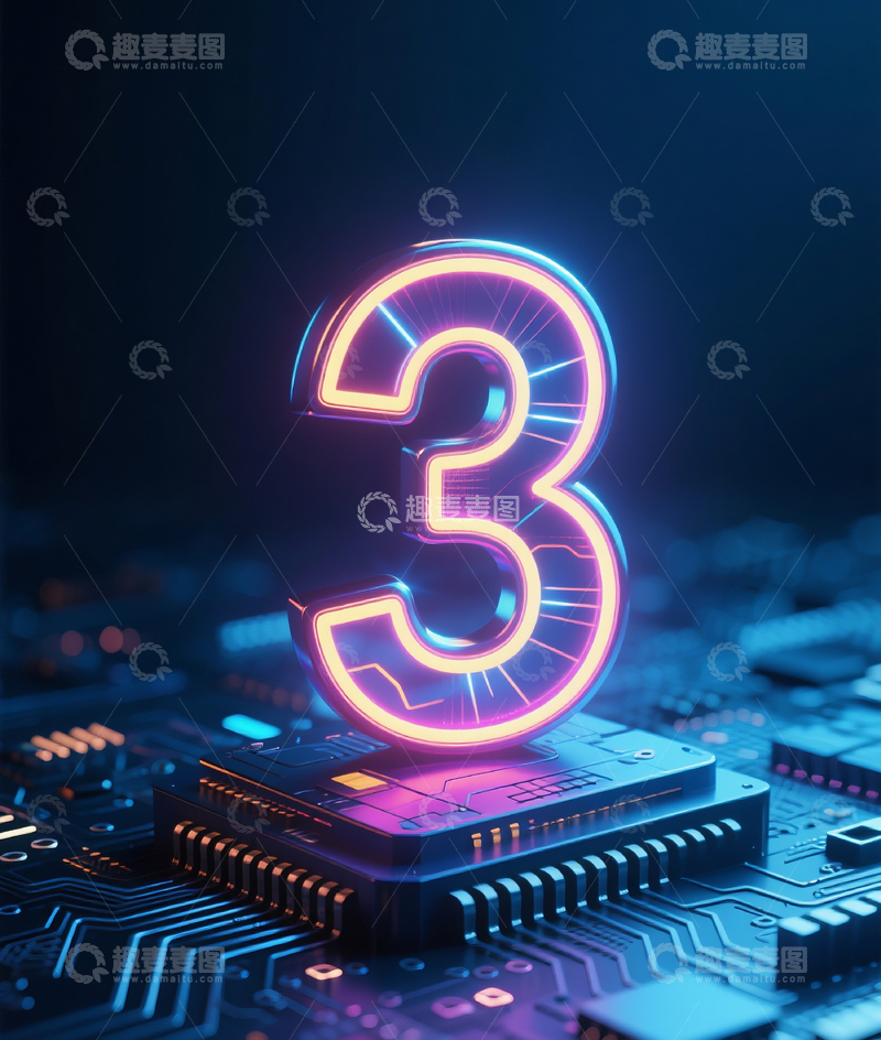 高清大图下载【趣麦麦图】发光数字32